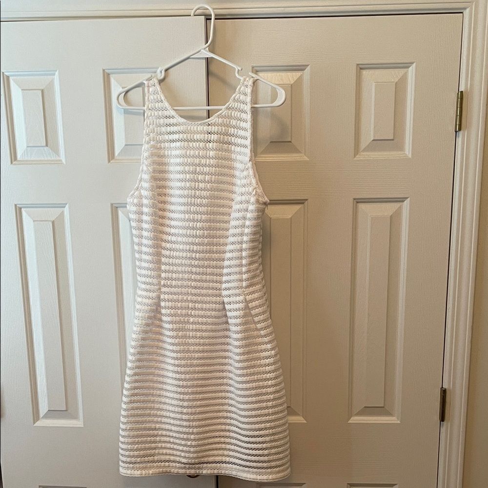 White Striped Sleeveless Dress